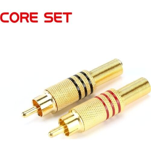 10PCS/Lot RCA Connector Male jack Plug AV Plugs for PC Audio Vedio Welding DIY Parts Gold Red Black Metal Spring