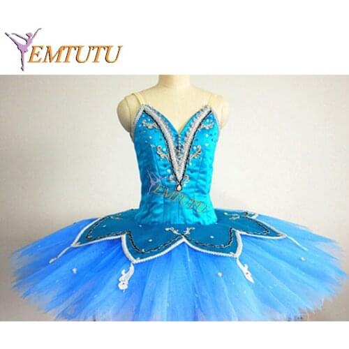 Adult Blue professional ballet tutu Le Corsaire Women performance pancake tutu Dress Blue Bird ballet stage costume Custom Made