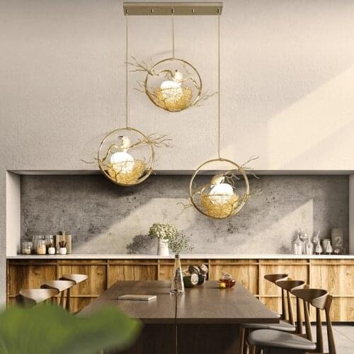 Nordic Light Fixtures LED Hanging Lamp Bedroom Birds Nest Pendant Lights Glass Egg Hanglamp Dining Lampara Techo Colngant