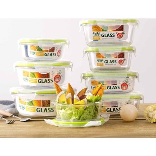 1Pc Glass Lunch Box Sealed Bento Boxes Microwave Kitchen Dinnerware Food Fruit Storage Container Case Kids Children