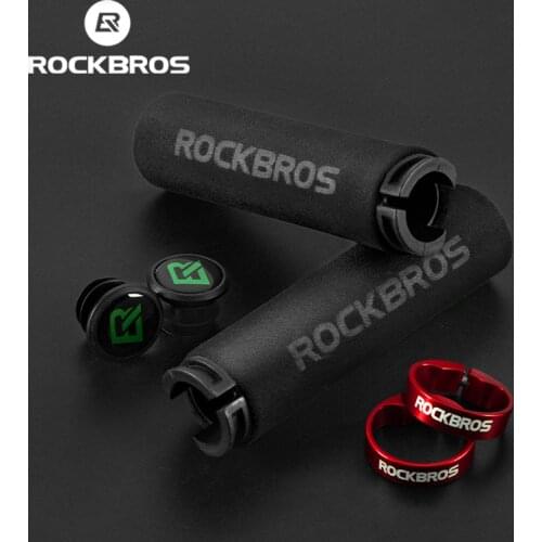 ROCKBROS Bicycle Grips Anti-skid Shock-absorbing Soft Handlebar Grips MTB Silicone Sponge Bike Grips Ultraight Cycling Handlebar