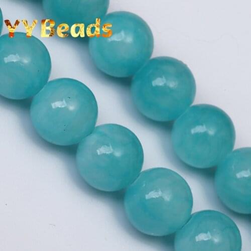 High Quality Natural Blue Green Jades Chalcedony Beads 6-12mm Round Beads For Jewelry Making DIY Charms Bracelet Accessories 15"