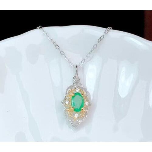 CoLife Jewelry Vintage 925 Silver Emerald Pendant for Daily Wear 4mm*6mm Natural Emerald Necklace Pendant Mother Day Gift