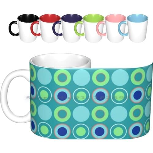 Fun Bubbles Blue Ceramic Mugs Coffee Cups Milk Tea Mug Círculos Cercles Kreise Lugares Taches Flecken Lunares Pois Punktmuster