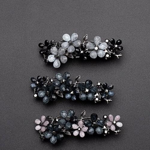 Hair Clips for Women Fashion Simple Flower Crystal Hairpin Retro Elegant Exquisite Geometry Head Accessories Jewelry Wholesale