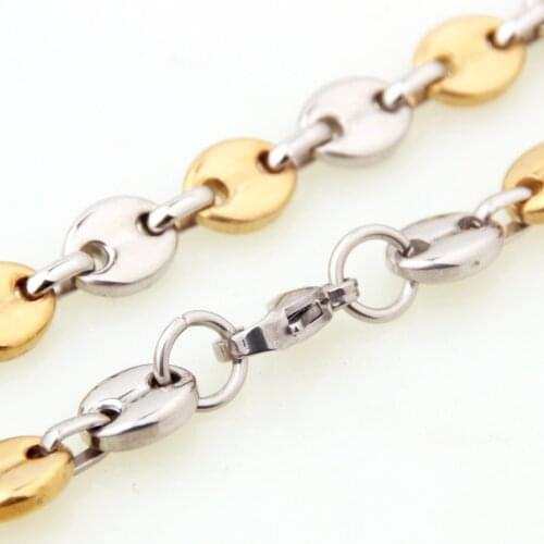 Granny Chic Fashion Jewelry 316L Stainless Steel Necklace 9mm Huge Coffee Beans Link Chain Gold Silver Color Men Women Gift