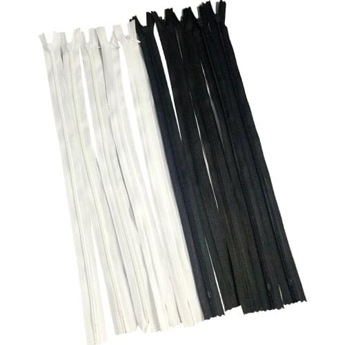 10 Pieces White Black Invisible Nylon Closed End Zip Zippers for Sewing Craft 40cm Strong Durable Flexible