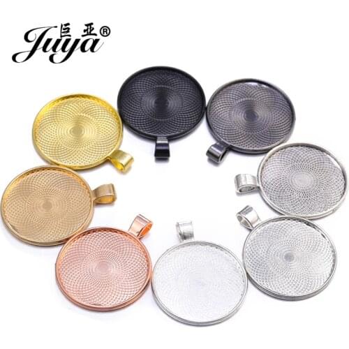 10pcs/lot 30mm Round Cabochon Pendant Base Setting DIY Jewelry Making Findings Accessories Necklace Keychain Crafts Alloy Tray
