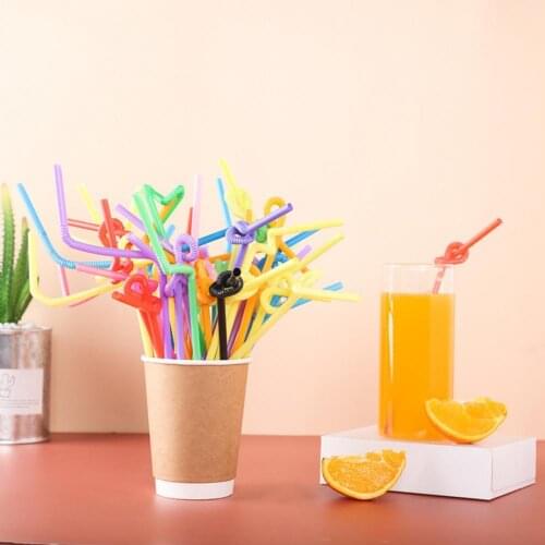 100Pcs Drinking Straw Eco-friendly High Flexibility PP Assorted Colors Bendable Straw for Home