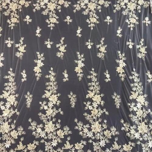 155cm*100cm luxury golden lace sequined beads embroiderd 3D DIY girl lady Performance wedding veil fabric patch free ship