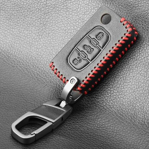 3 Buttons Remote Leather Key Case Cover For Peugeot 207 407 407SW 307 For Citroen C4 C5 C6 Car Flip Key Fob shell blank folding