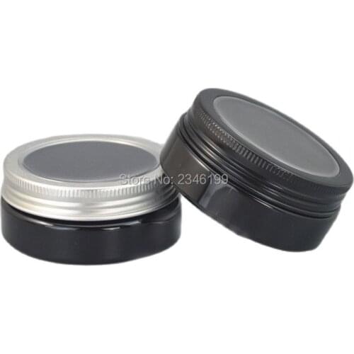 30ML 50ML 40pcs/lot Black Capsule Case with Clear Skylight, Empty Aluminum Cream Jar with Clear Cap, Aluminum Mask Packaging Pot