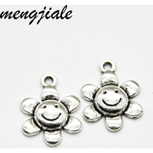 30pcs Hot sell Cute style alloy silver plated Sunflower flower charms for jewelry findings 18*13mm