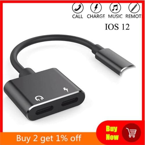 2 in 1 Adapter For iPhone 7 8 Plus X XS MAX Charge Splitter Converter