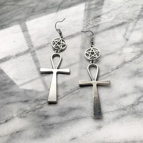 Ankh Pentacle Earrings Fashion Goth Witch Jewelry Women Gift 2020 New Delicate And Beautiful Crescent Wholesale Statement