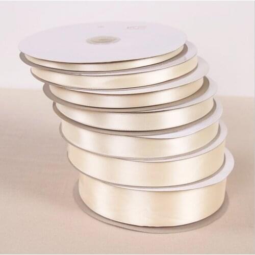25 Yards 6/10/12/15/20/25/32/38/50/75mm Beige Color Polyester Satin Ribbon for Wedding Party Decoration&DIY Gift Wrapping Ribbon