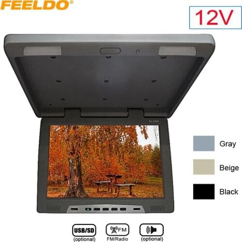 FEELDO 19" Roof Mounted LCD Bus Monitor Car Bus Flip Down TFT LCD Monitor HDMI-compatible IR Transmitter /MP5/USB/SD/Speaker