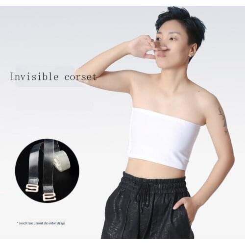 Tomboy Chest Binder Flatten Breast Shaper Strapless Bra One-piece Corset Shapewear Tomboy Buckle Tube Top Casual Buckle Bra