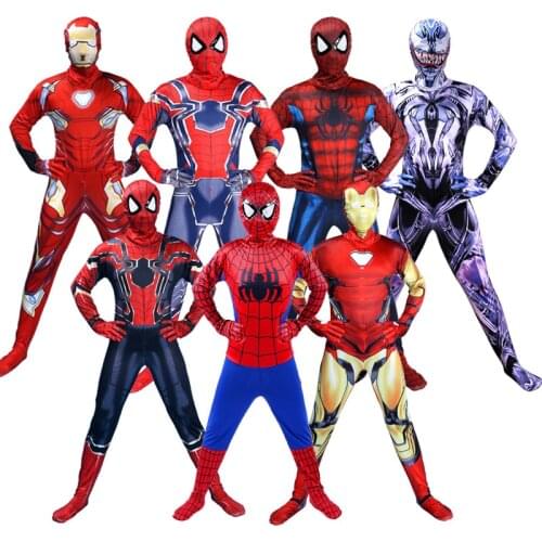 Boy Cartoon Ironman Spiderman Cosplay Amazing Halloween Power Costume Children Girl Superhero Anime Christmas Kid Party Bodysuit