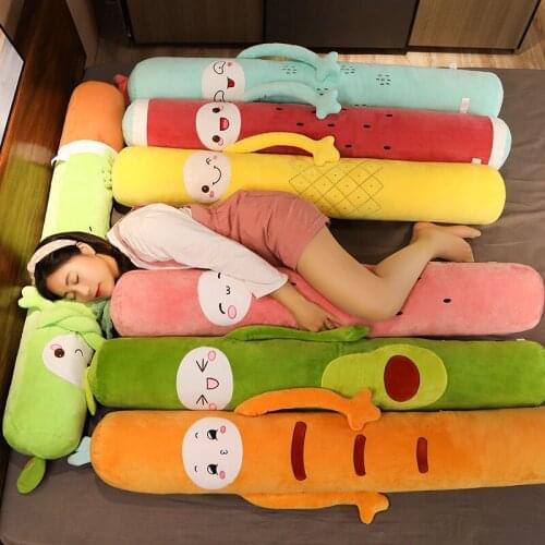 Fruits Long Plush Pillow Animal Stuffed Nap Cushion Carrot Pineapple Cartoon Plush Toys Sleeping Gifts