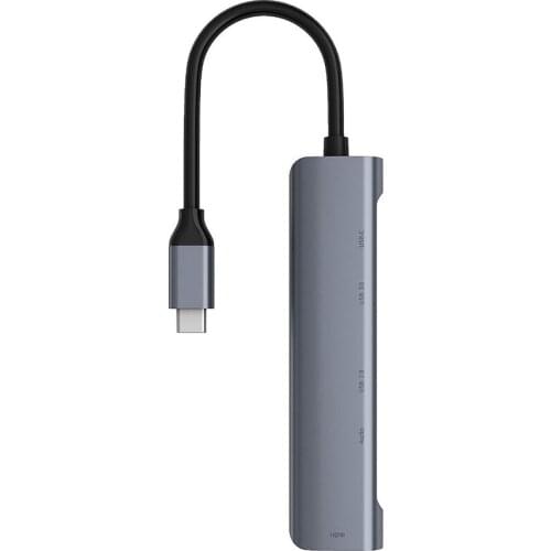 Aluminum USB-C Docking Station 5 In1 Type C Hub HDMI USB 2.0/USB 3.0 o 3.5mm Ports Expander Adapter For PC Laptop