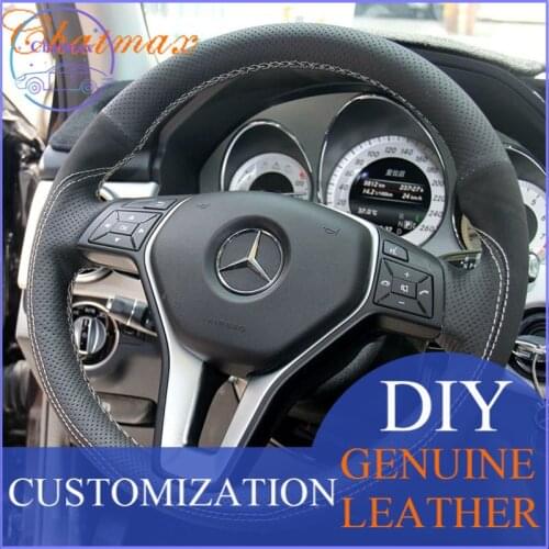 Individual Customize Hand Sewing Car Steering Wheel Cover Black Suede Leather for Mercedes Benz B180 B200 GLK 260 GLK300