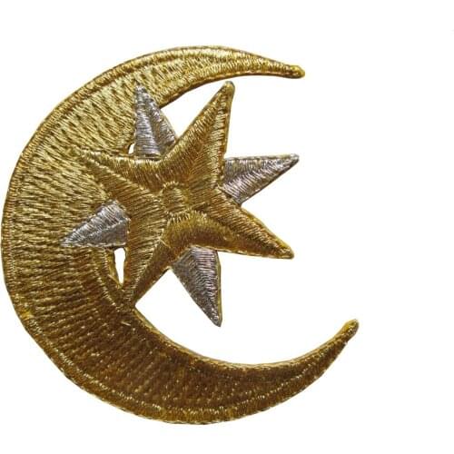 Custom Patches Embroidered Logo Moon metallic thread Embroidery Iron On sew on Velcros Applique for promotioal give away gifts