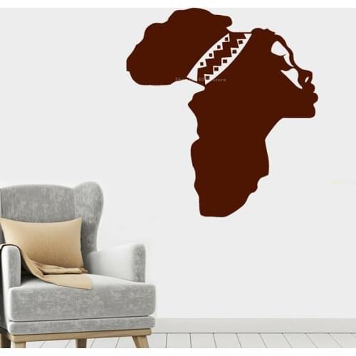 Africa Map Beautiful Woman Avatar wall Stickers African Ethnic Vinyl Decal Decor Sofa background living room wallpaper DG113