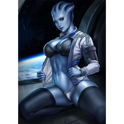 Print Canvas Game Blue Alien Sexy Girl Art Poster 40x60 50x70 60x90 Custom painting Living Room Bedroom Hanging Picture