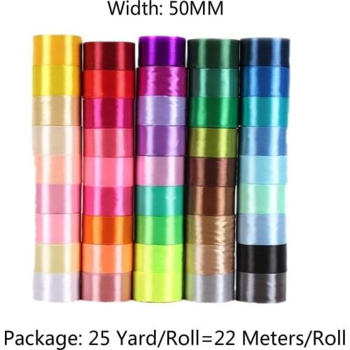 50mm 25 Yards 22 M Pretty Silk Polyester Single Face Satin Ribbon for Wedding Party Decorn Crafts Gift Packing Belt DIY Material