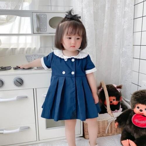 Miayii Baby Girl Summer Spanish Vintage Lolita Japanese Navy Style Short Sleeve Cute Dress For Easter Eid Birthday Casual A109