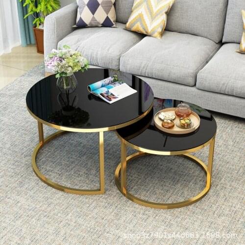 Small Nordic Coffee Table Tempered Glass Simple Modern Living Room Home Creative Iron Art Round Side Table Balcony Tea Table