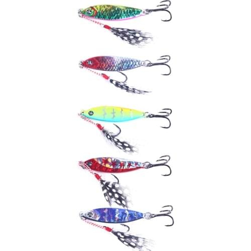 Metal Jig Fishing Lure 14g Trolling Hard Bait Bass Fishing Bait Tackle Trout Jigging Lure Jigs Saltwater Lures 5pcs 4.8cm
