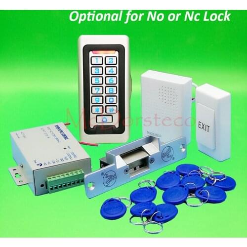 Metal IP68 Waterproof Full 125khz Rfid Door Lock control system Kit Yli NO NC Electric Strike Lock +Power supply+exit button