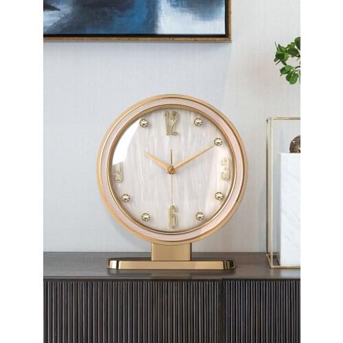Alloy Leather Desk Clocks Living Room Table Pendulum Desk Clocks Ornaments Home Creative Desk Clock Personality Clock