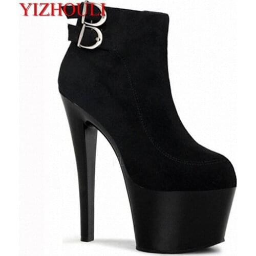 Newest design Sexy 17cm Stiletto High Heels womens classic short boots suede and drop shipping Round toe Platform ankle boots