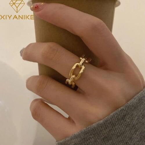 XIYANIKE 925 Sterling Silver New Arrival Geometric Hollow Chain Ring Female Fashion Retro Temperament Opening Jewelry Wholesale