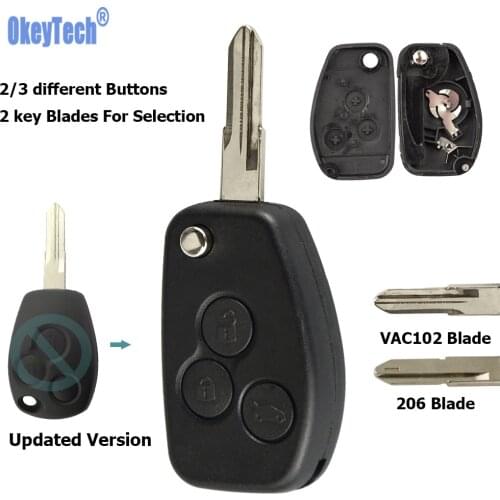 OkeyTech Folding Flip Remote Car Key Shell For Renault Dacia Modus Logan Clio Espace Nissan 2/3 Buttons Uncut Blade Fob Case