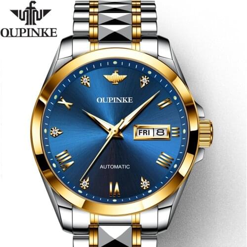OUPINKE Top Brand Men Mechanical Watch Tourbillon Stainless Steel Automatic Watch Waterproof Sapphire Glass Watch Men 3171