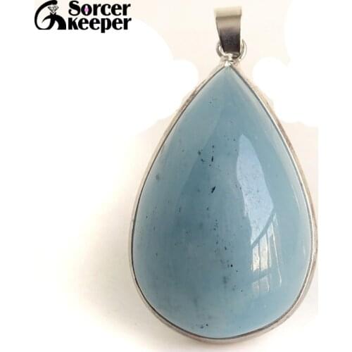 Genuine Aquamarinea Gem Real Natural Ocean Blue Aquamarln Pendant Necklace For Woman Man CBA Beads Stone Jewelry DIY Gift BF131