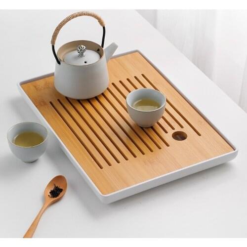 Japanese Style Tea Tray Chinese Kung Fu Table Decorative Wood Tea Tray Small Square Drainage Bandeja Madera Kitchen Tools DI50CP