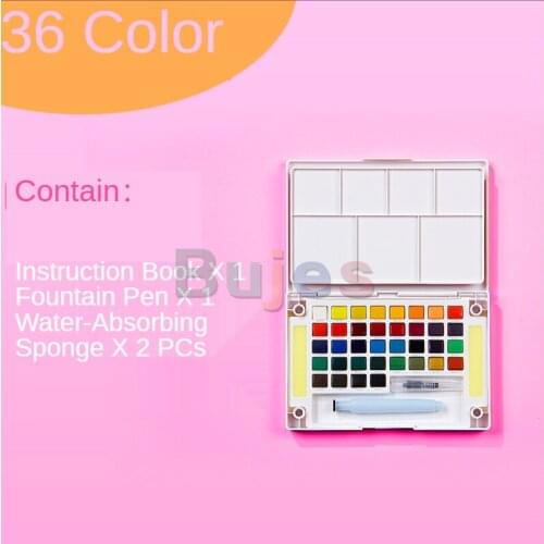 SAKURA 36 Colors Professional Artist Solid Watercolor Paint,Gouache Pigment Portable Package, Suitable for Sketching Outside