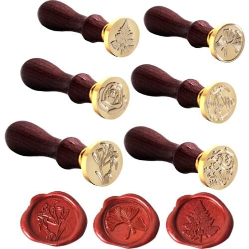 2pcs Plant Seal Flower Seal Wax Seal Stamp Retro Antique Sealing Wax Scrapbooking Stamps Wedding Signature Kids Toy