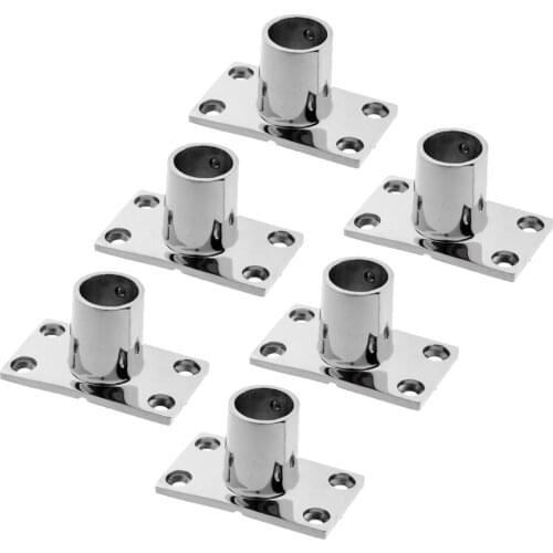Pack of 6 - 316 Stainless Steel 90 Degree Boat Deck Handrail Rail Fitting Rectangular Base for 1inch Tube Pipes