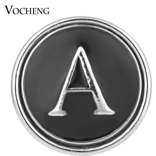 Vocheng Snap Charms 26 English Letters Black 18mm Metal Charms Vn-1295