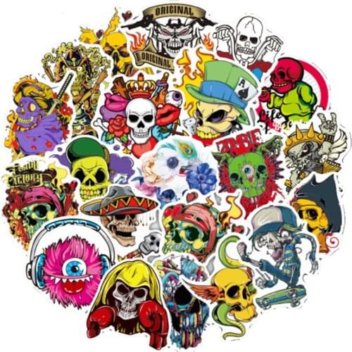 10/30/50 Cartoon Skull Horror Boy Hip Hop Rock Punk Graffiti Sticker Suitcase Skateboard Waterproof Sticker Decoration Wholesale