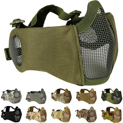 Military Tactical Mask Half Face Shooting Hunting Army Camouflage Masks Outdoor Sports Airsoft Paintball Combat Cs Wargame Masks