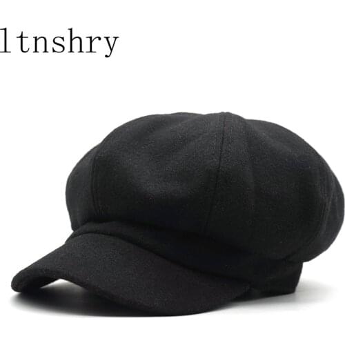 Women wool Octagonal Hats female newsboy caps Solid color visor caps thick warm winter wool hats berets Cotton boinas para mujer