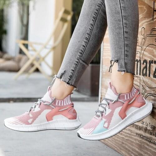 Women Sports Shoes Breathable Mesh Shoes Versatile Casual Shoes Korean Knit Lightweight Running Mixed Color Walking Shoes Ins