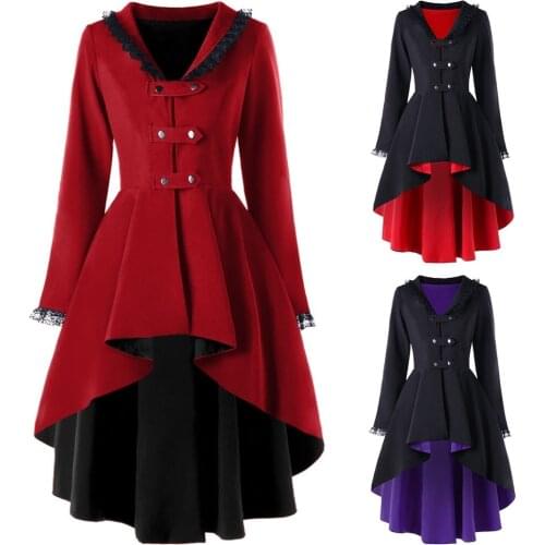 Medieval Cosplay Gothic Halloween Costumes for Women Dress Witch Middle Ages Renaissance Black Cloak Clothing Hooded Dress